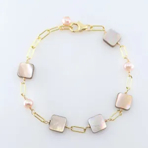 Mocha Abalone and  Pink Pearl Bracelet