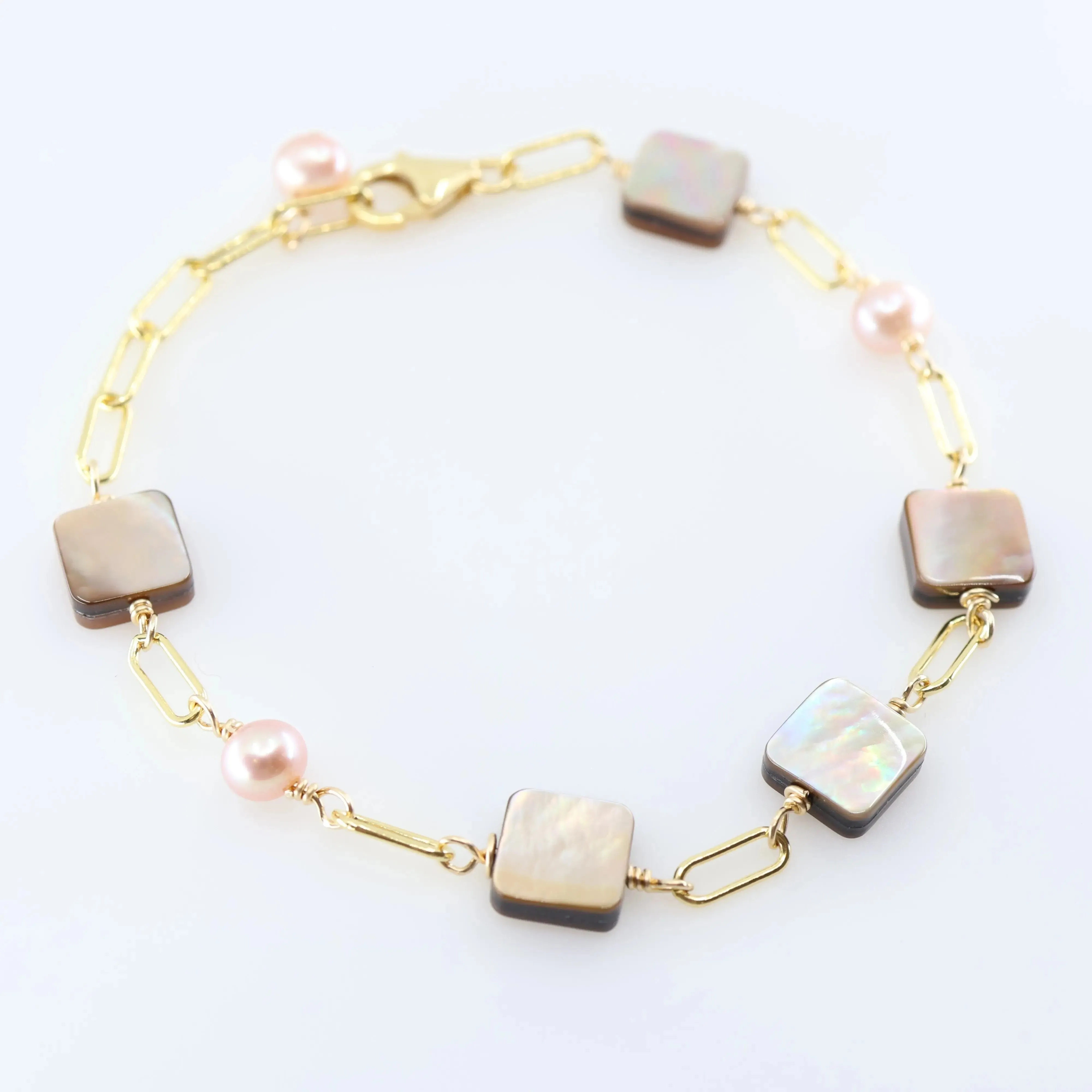 Mocha Abalone and  Pink Pearl Bracelet