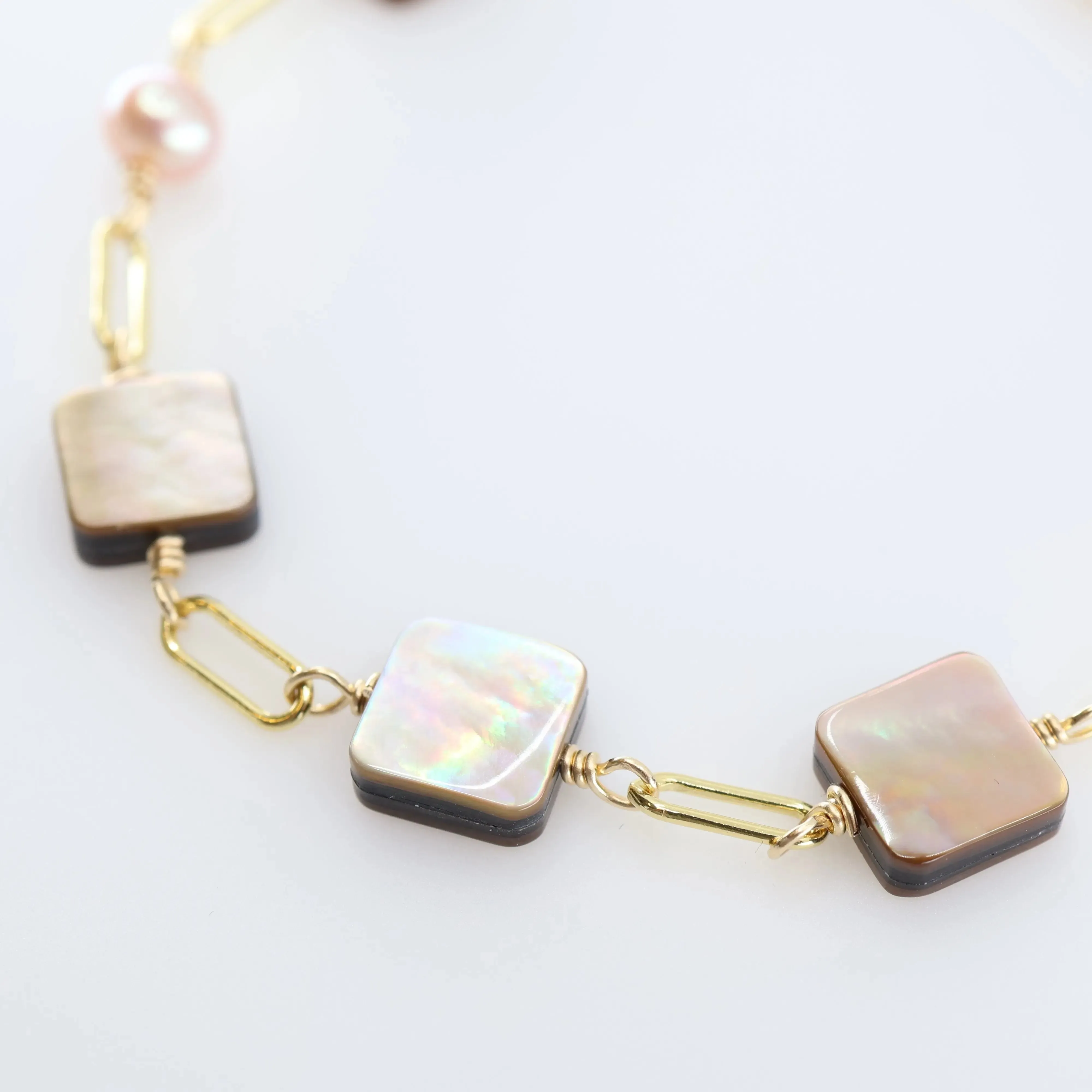 Mocha Abalone and  Pink Pearl Bracelet