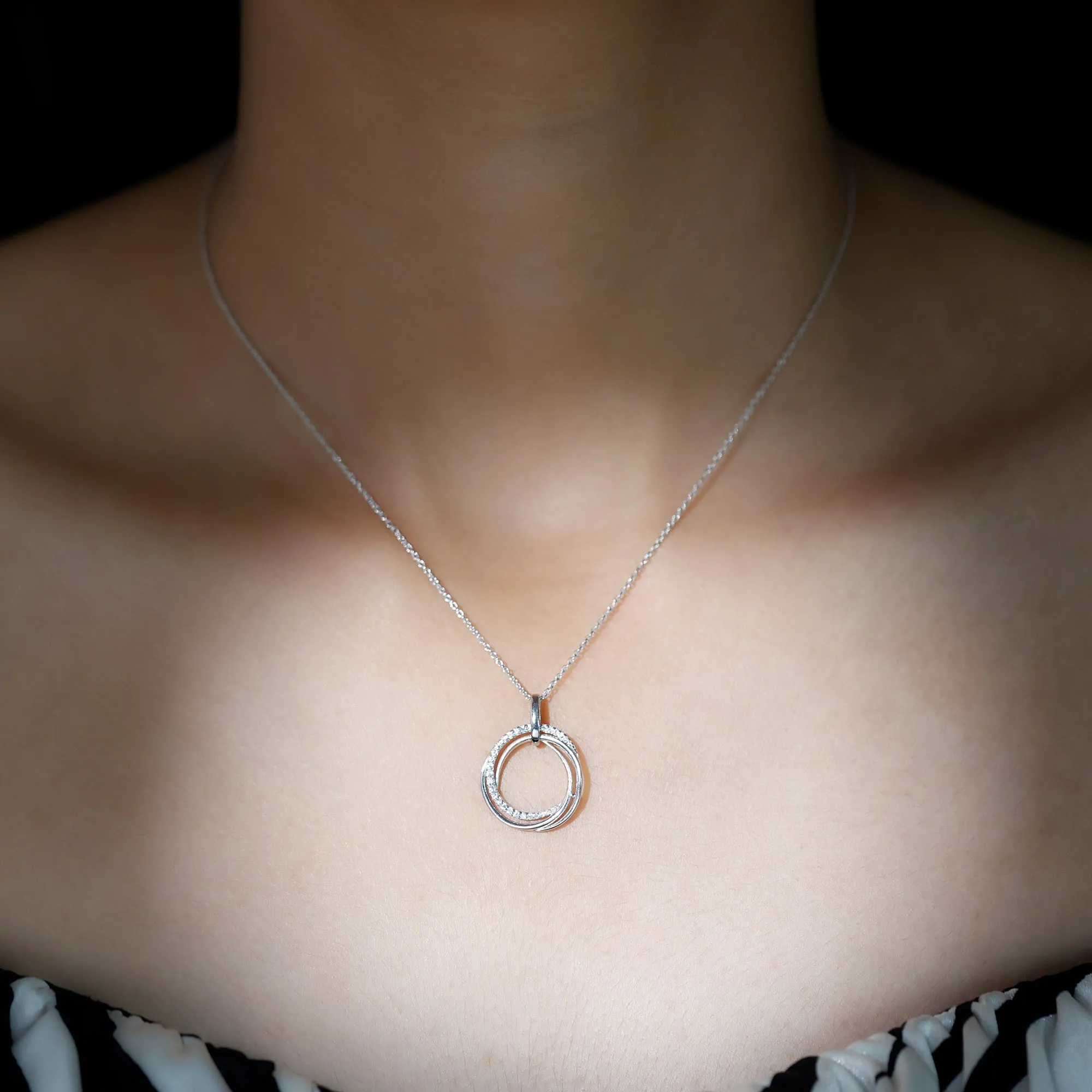 Modern Moissanite Interlock Open Circle Pendant