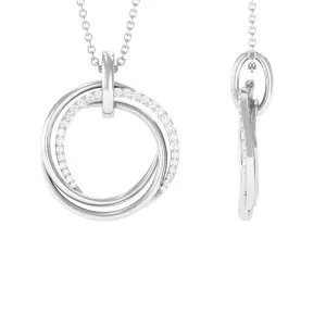 Modern Moissanite Interlock Open Circle Pendant