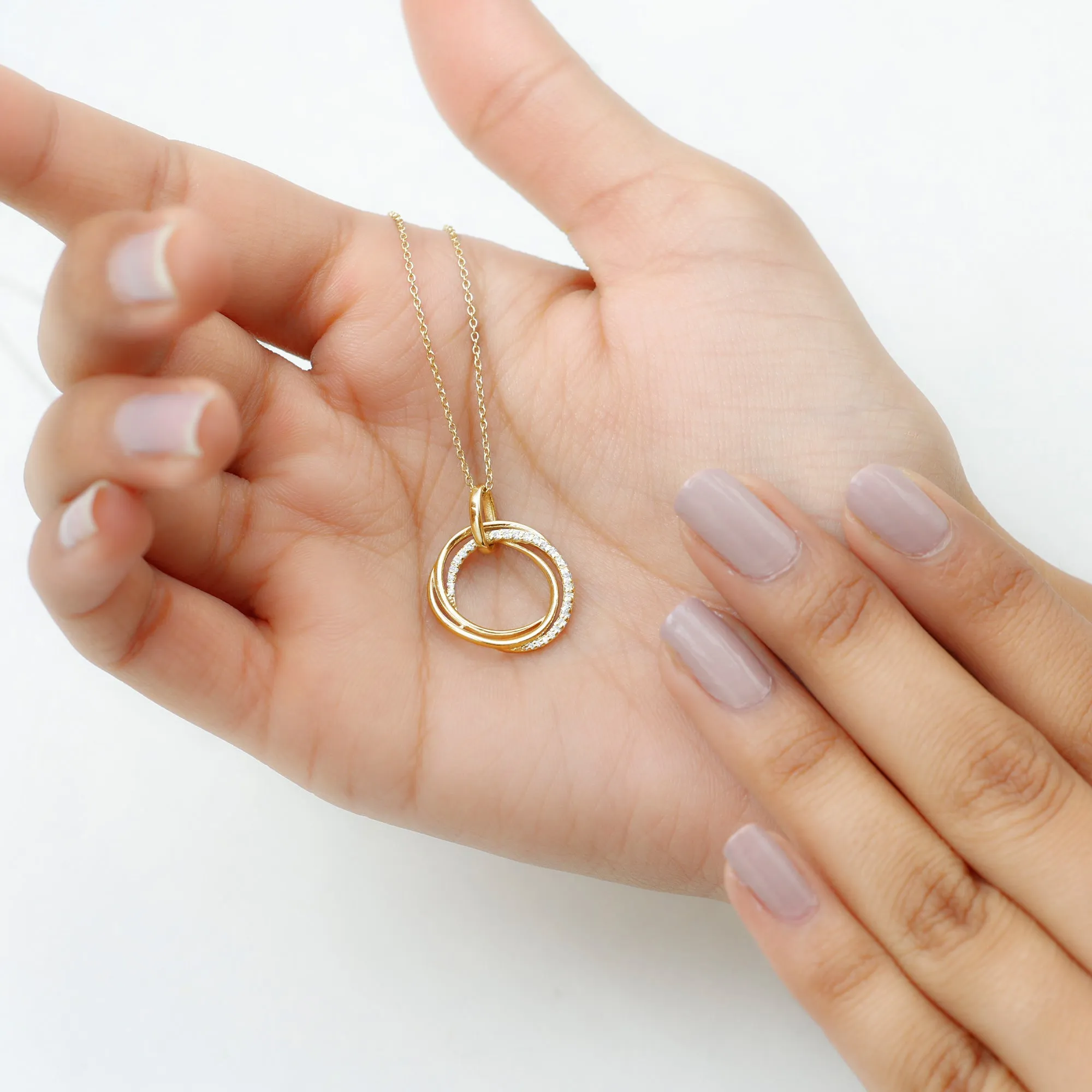 Modern Moissanite Interlock Open Circle Pendant
