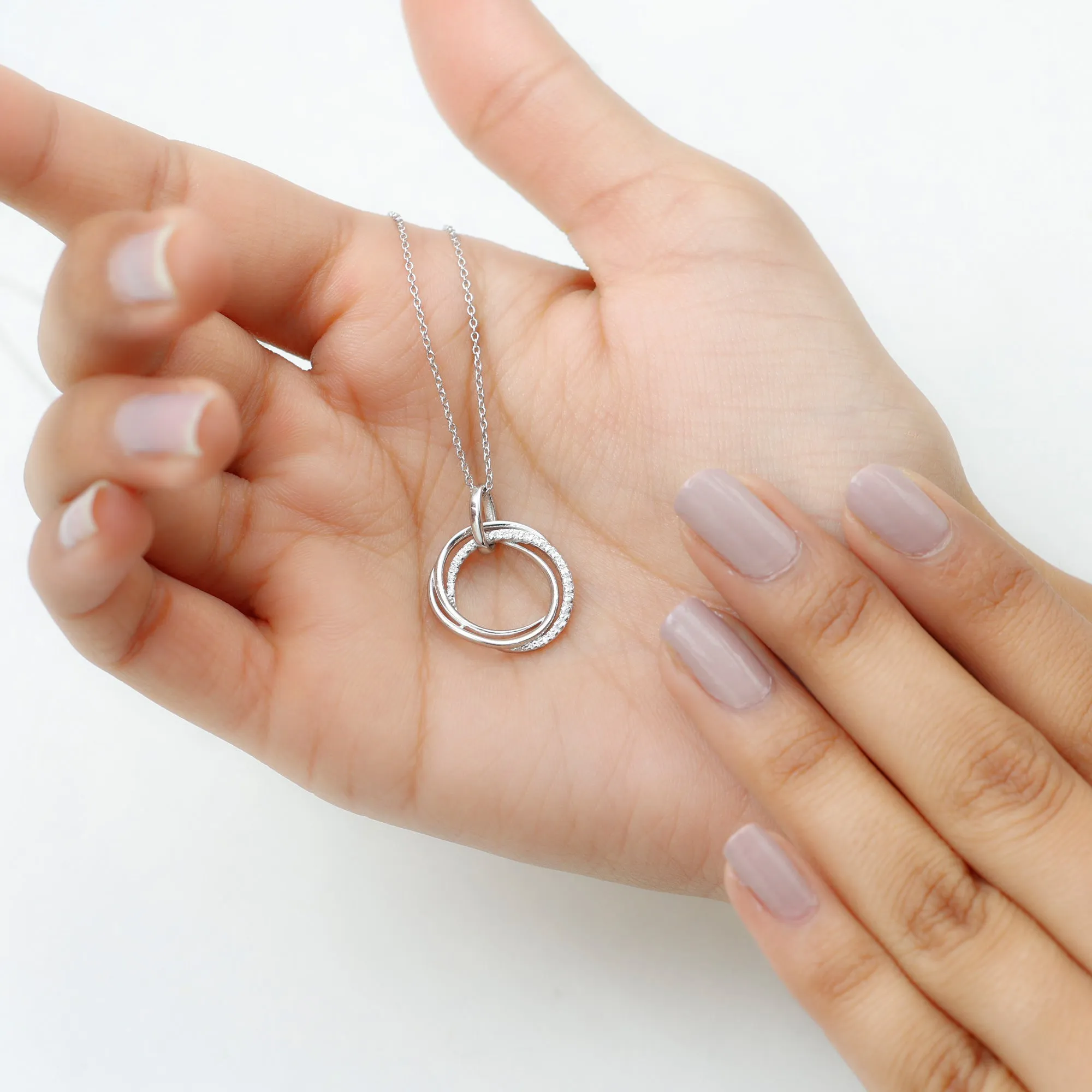 Modern Moissanite Interlock Open Circle Pendant