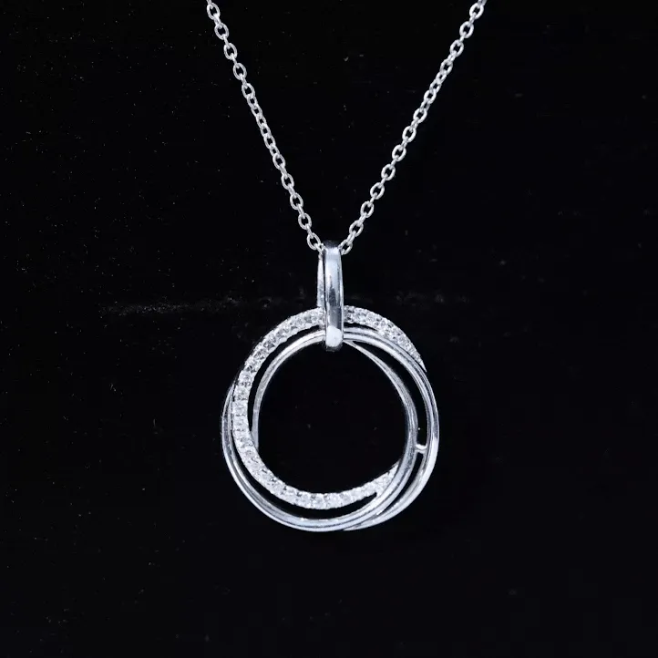 Modern Moissanite Interlock Open Circle Pendant