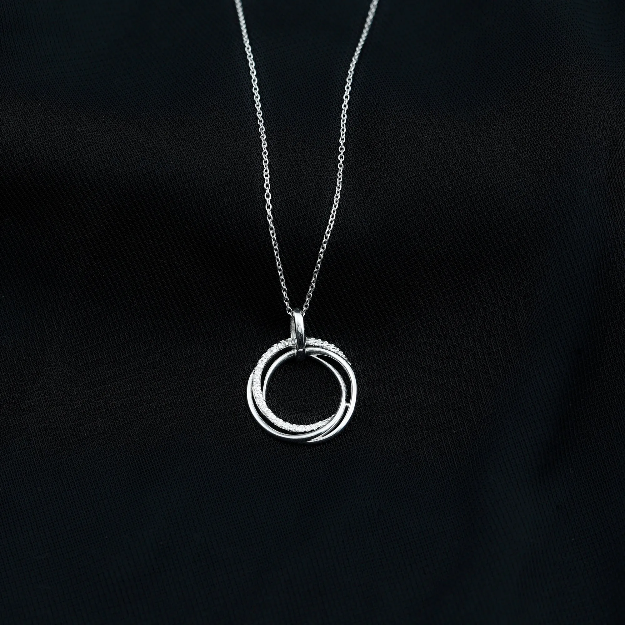 Modern Moissanite Interlock Open Circle Pendant