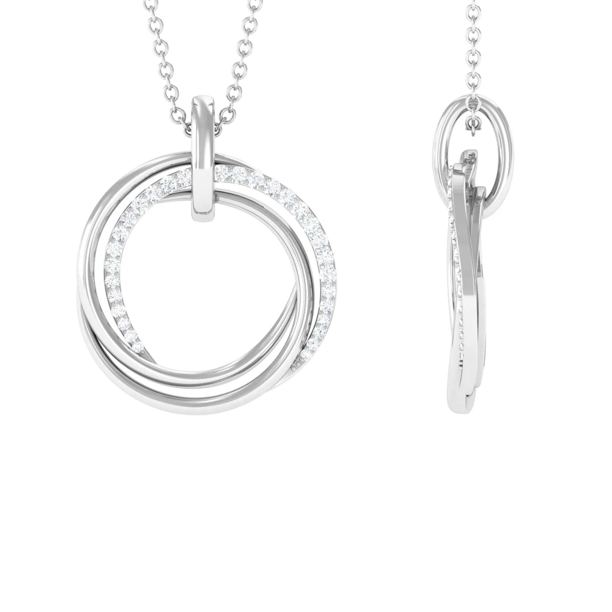Modern Moissanite Interlock Open Circle Pendant