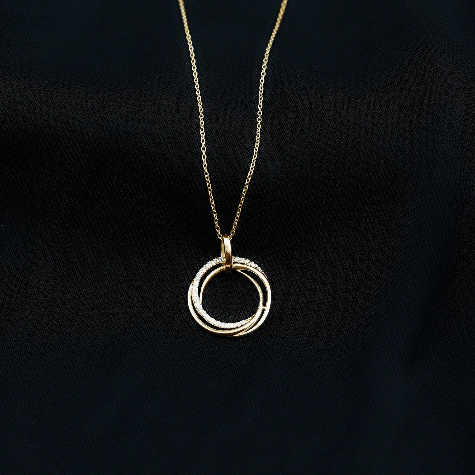 Modern Moissanite Interlock Open Circle Pendant