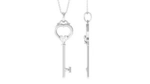 Moissanite Solitaire Heart Key Pendant Necklace
