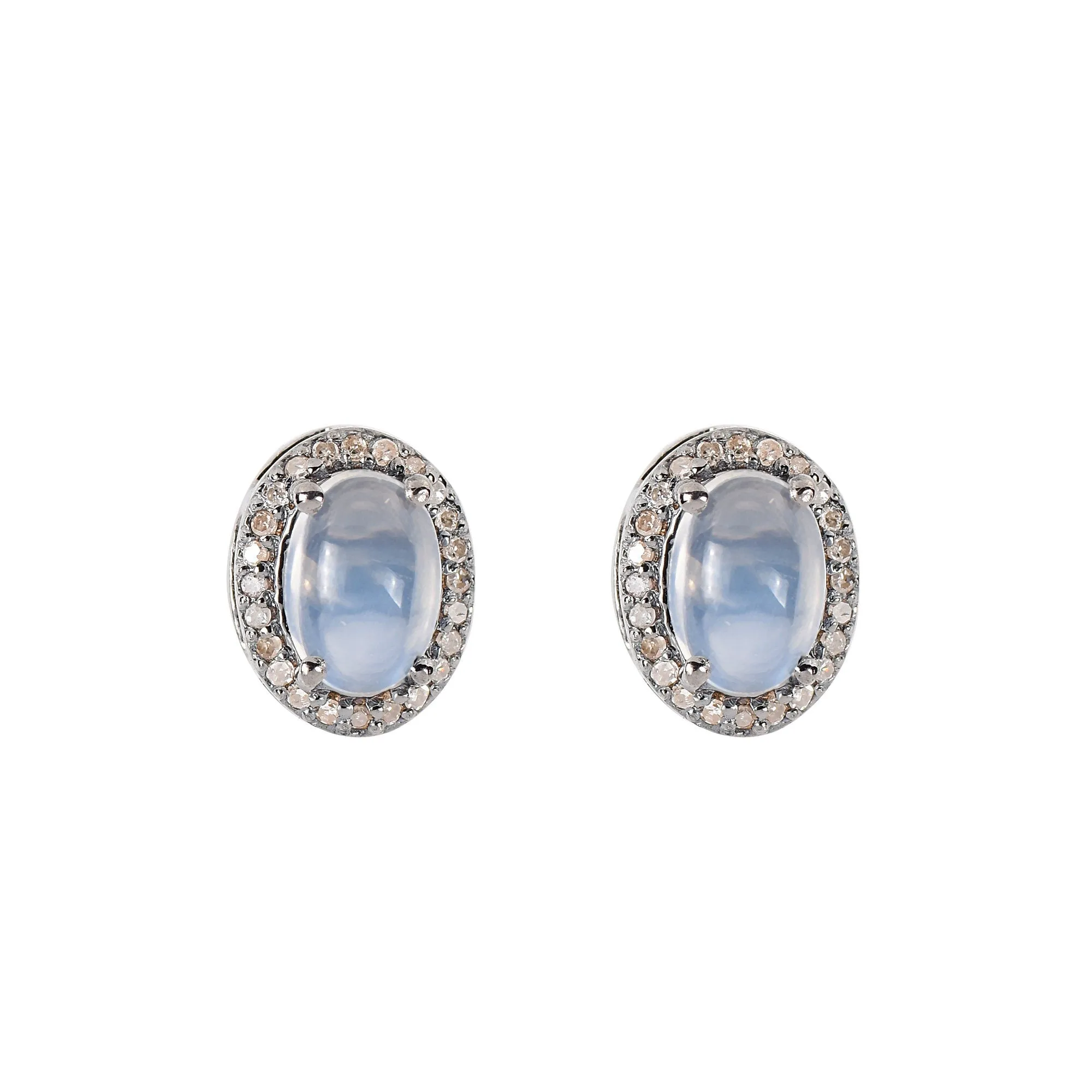 Moonstone & Halo Diamond Earring