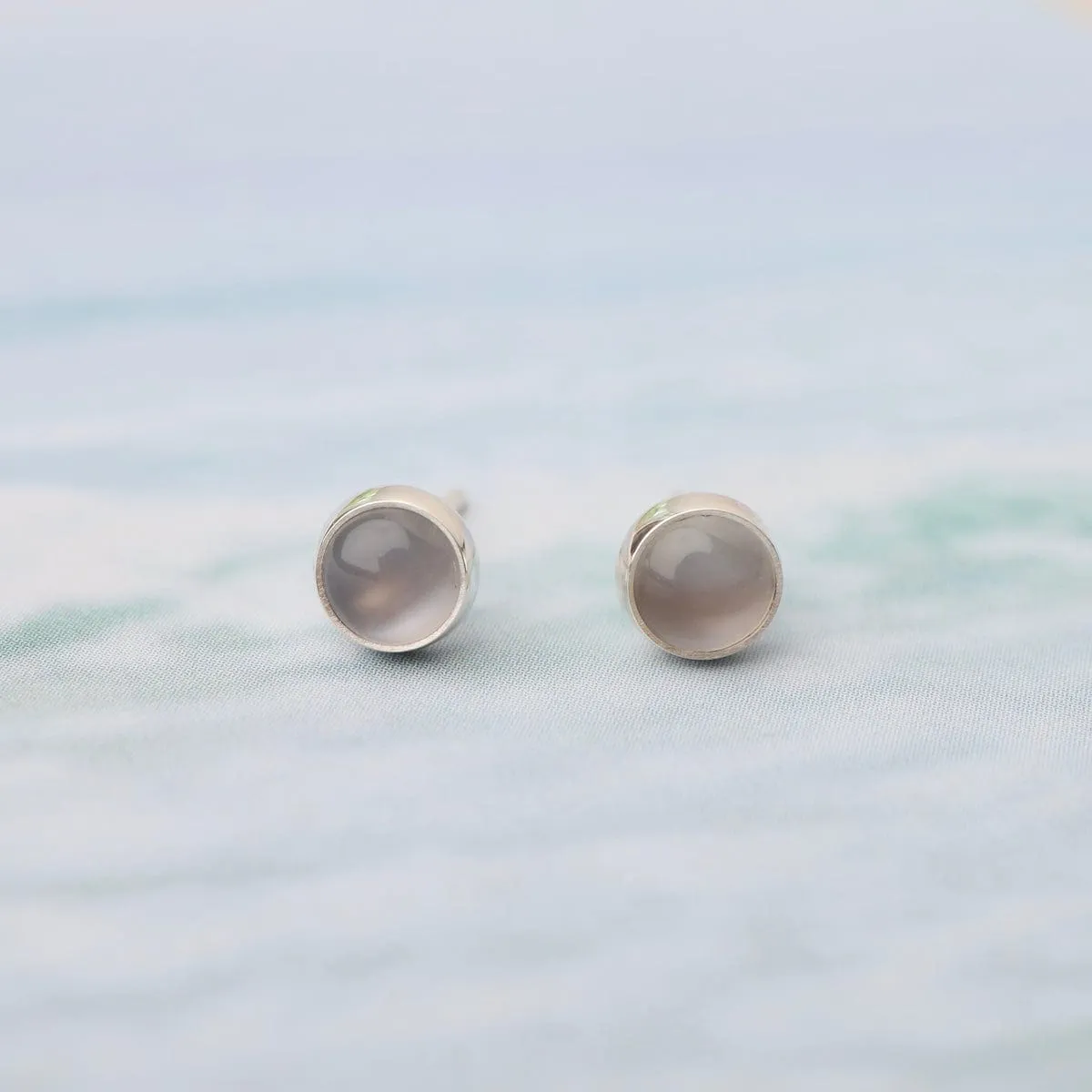 Moonstone Cabochon Post Earrings