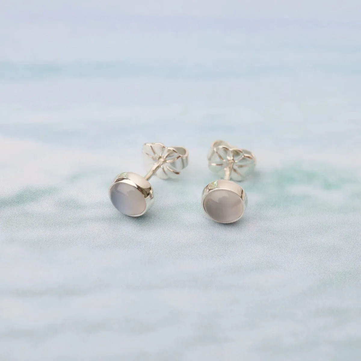 Moonstone Cabochon Post Earrings