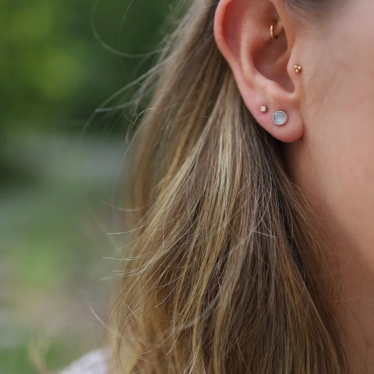 Moonstone Cabochon Post Earrings