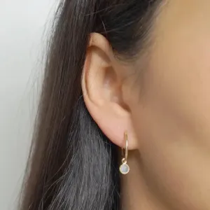 Moonstone Gold Hoop Earrings