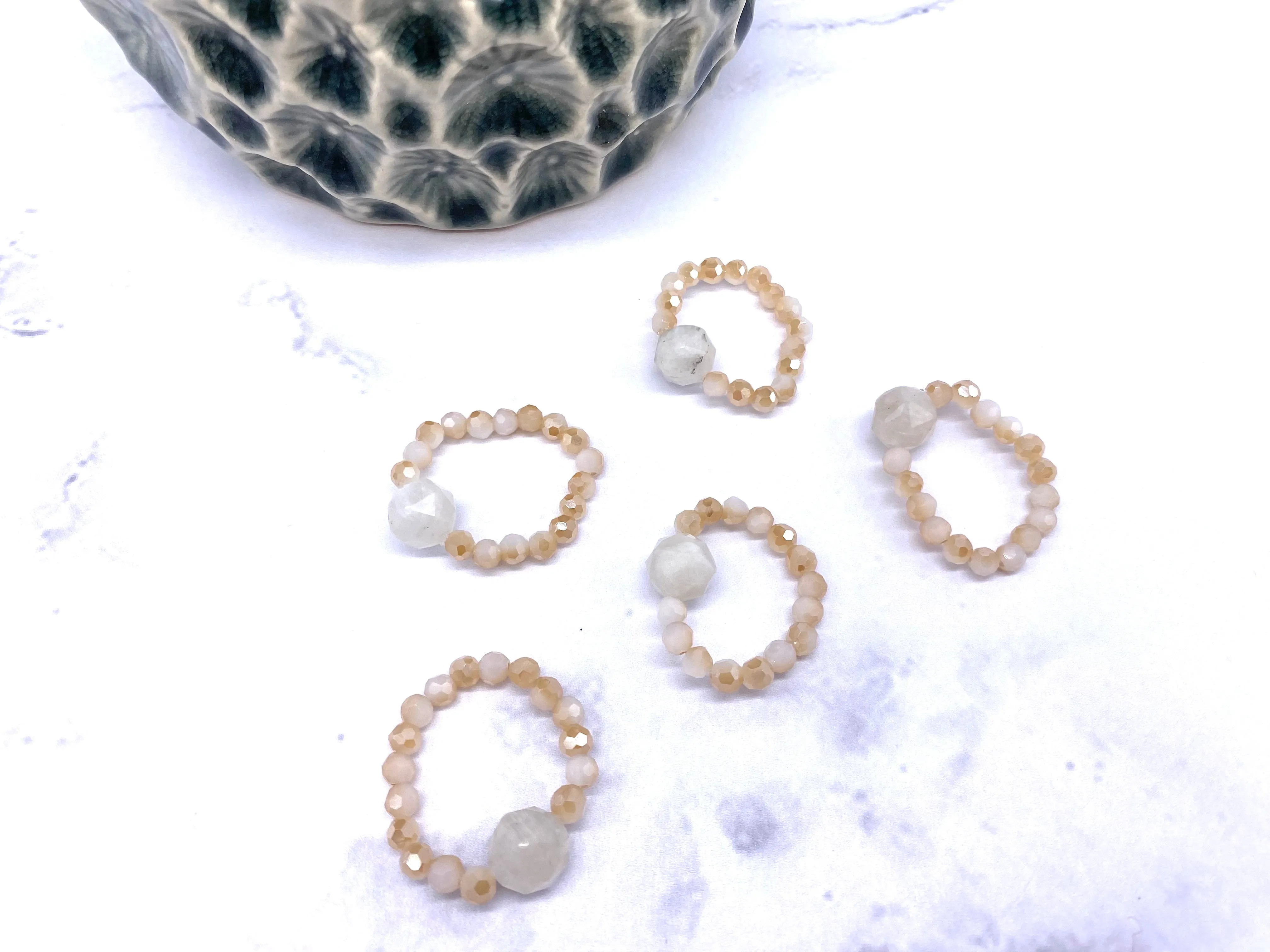 Moonstone Natural Crystal Ring, June Birthstone Ring, June Birthday gift, Real Moonstone Stretchy Ring, Moonstone Gemstone Jewellery