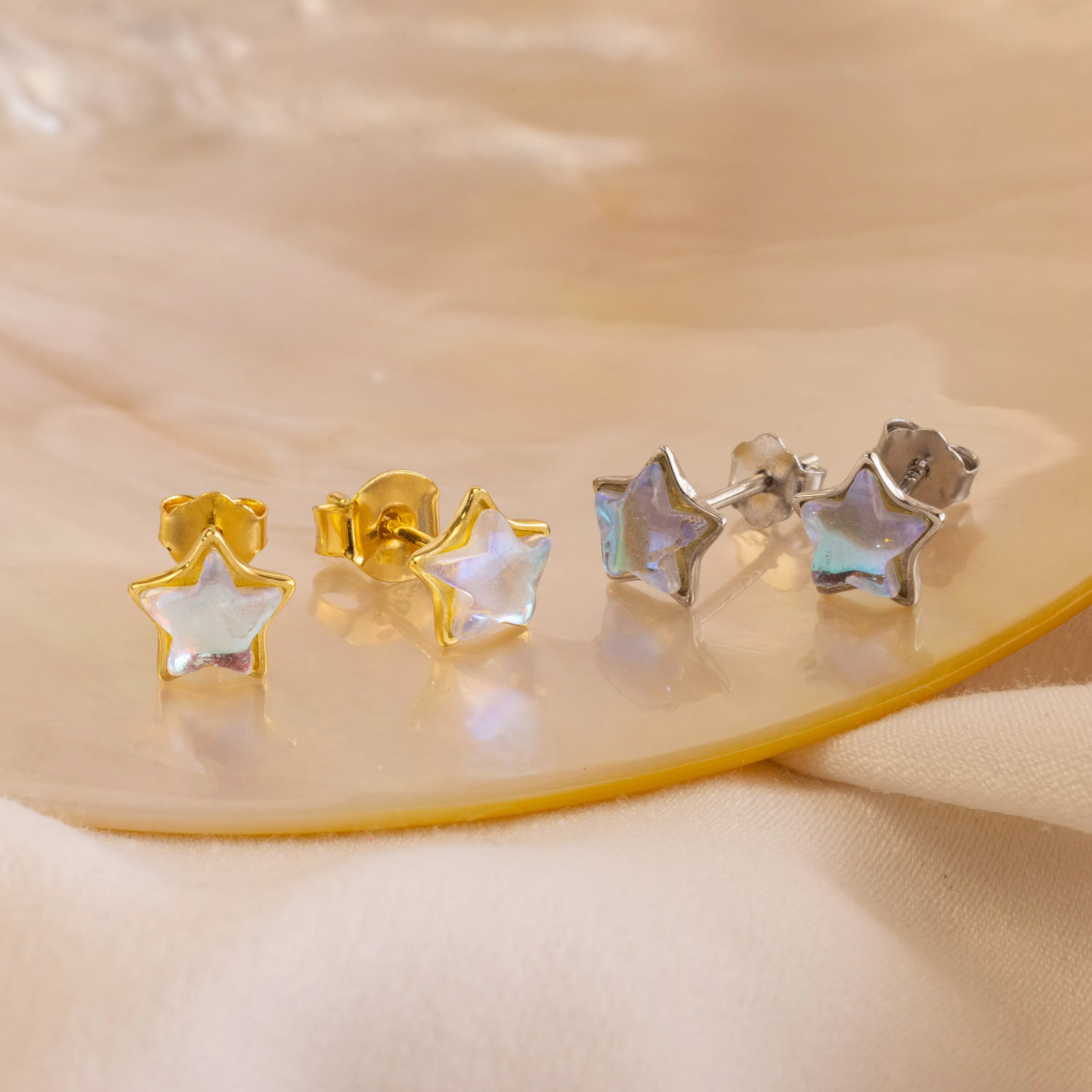 Moonstone Star Studs