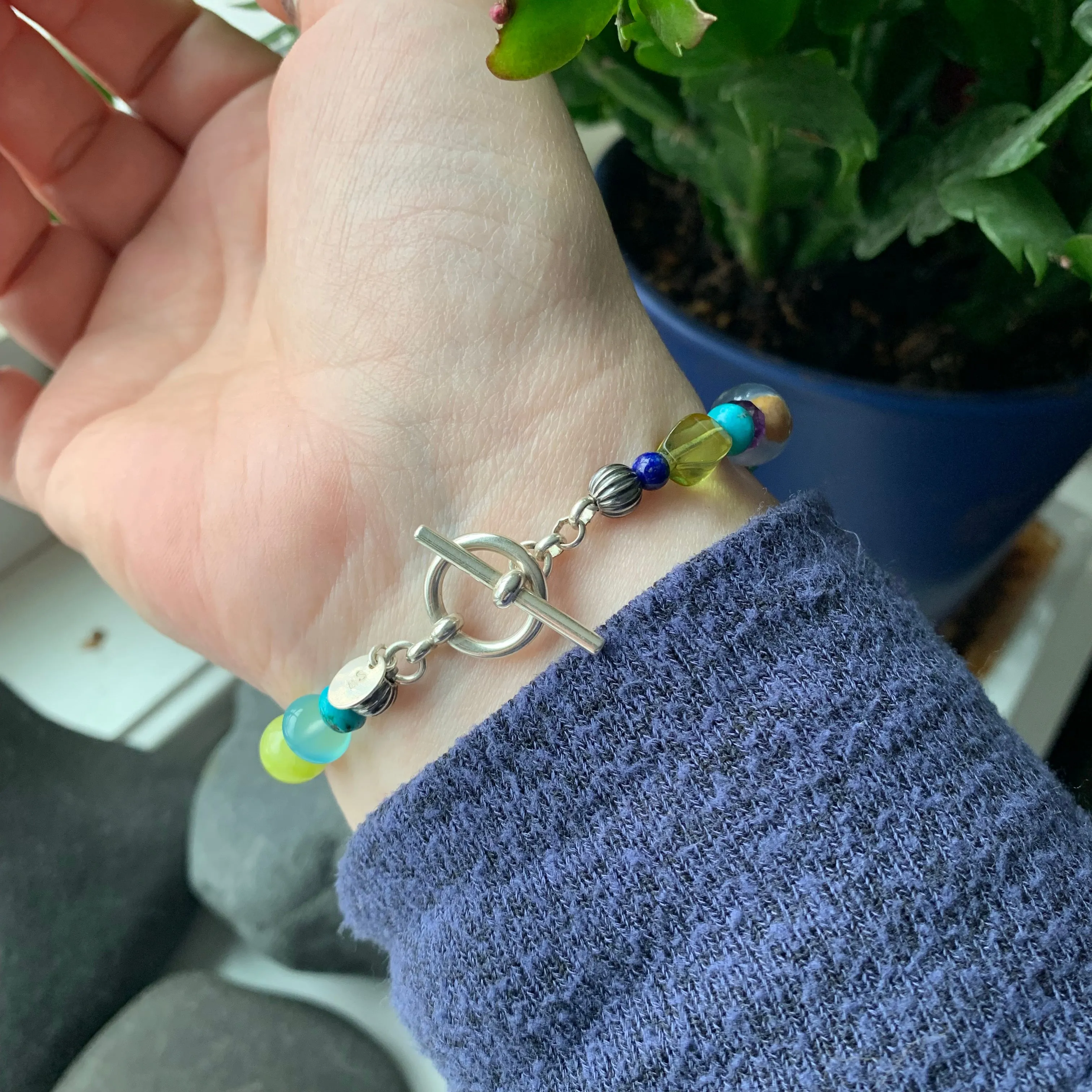 Multi Beaded Bracelet in Cool Tones