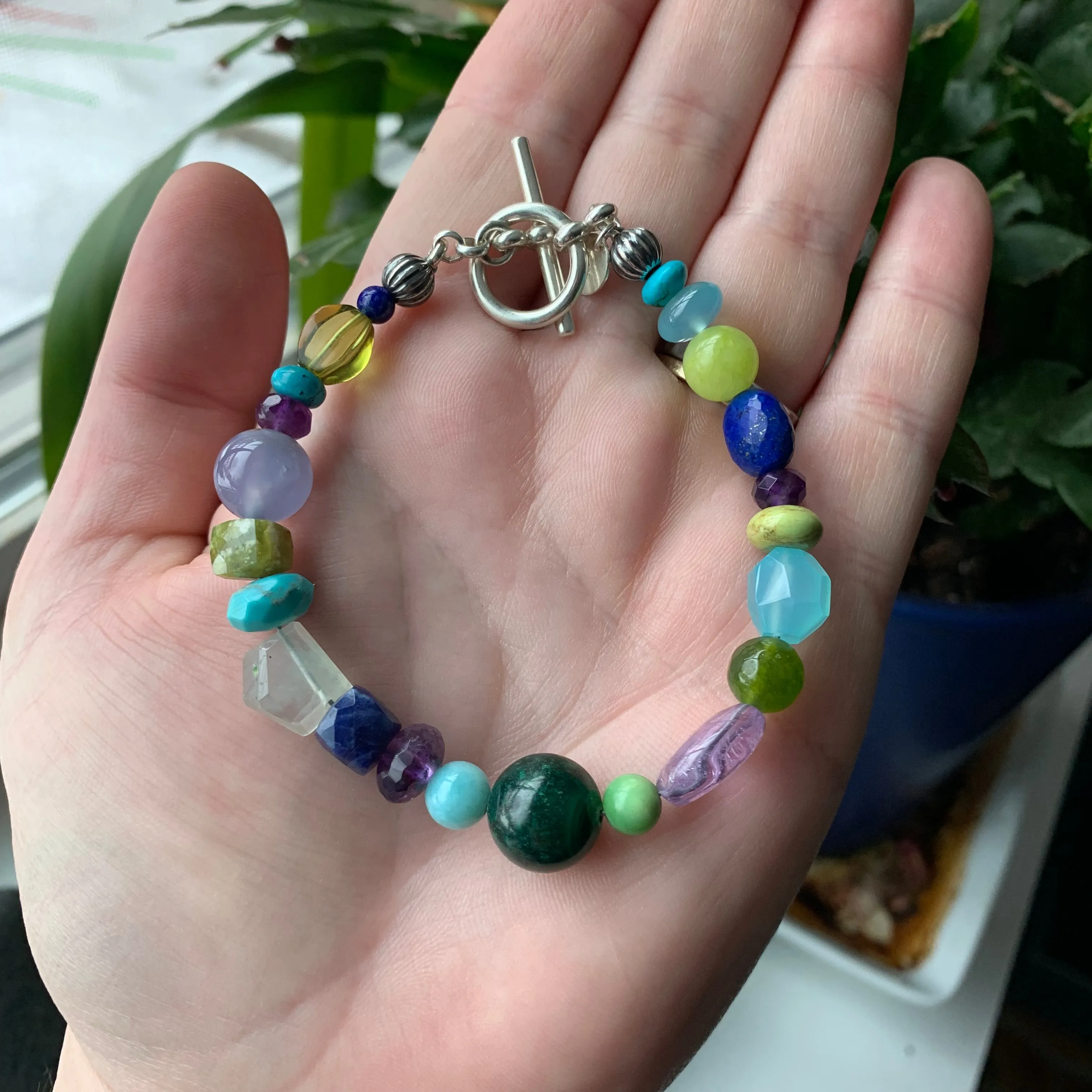 Multi Beaded Bracelet in Cool Tones