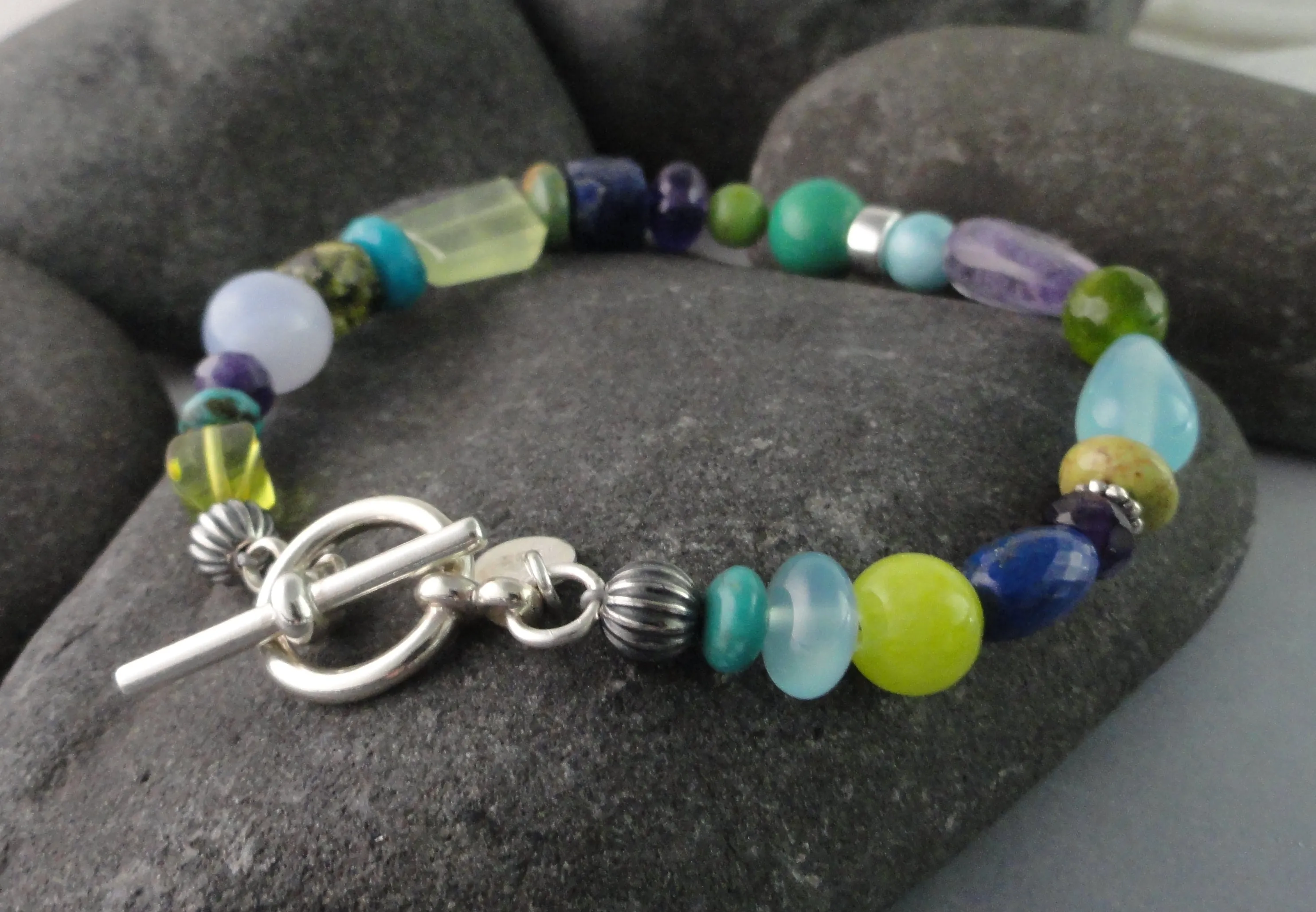 Multi Beaded Bracelet in Cool Tones