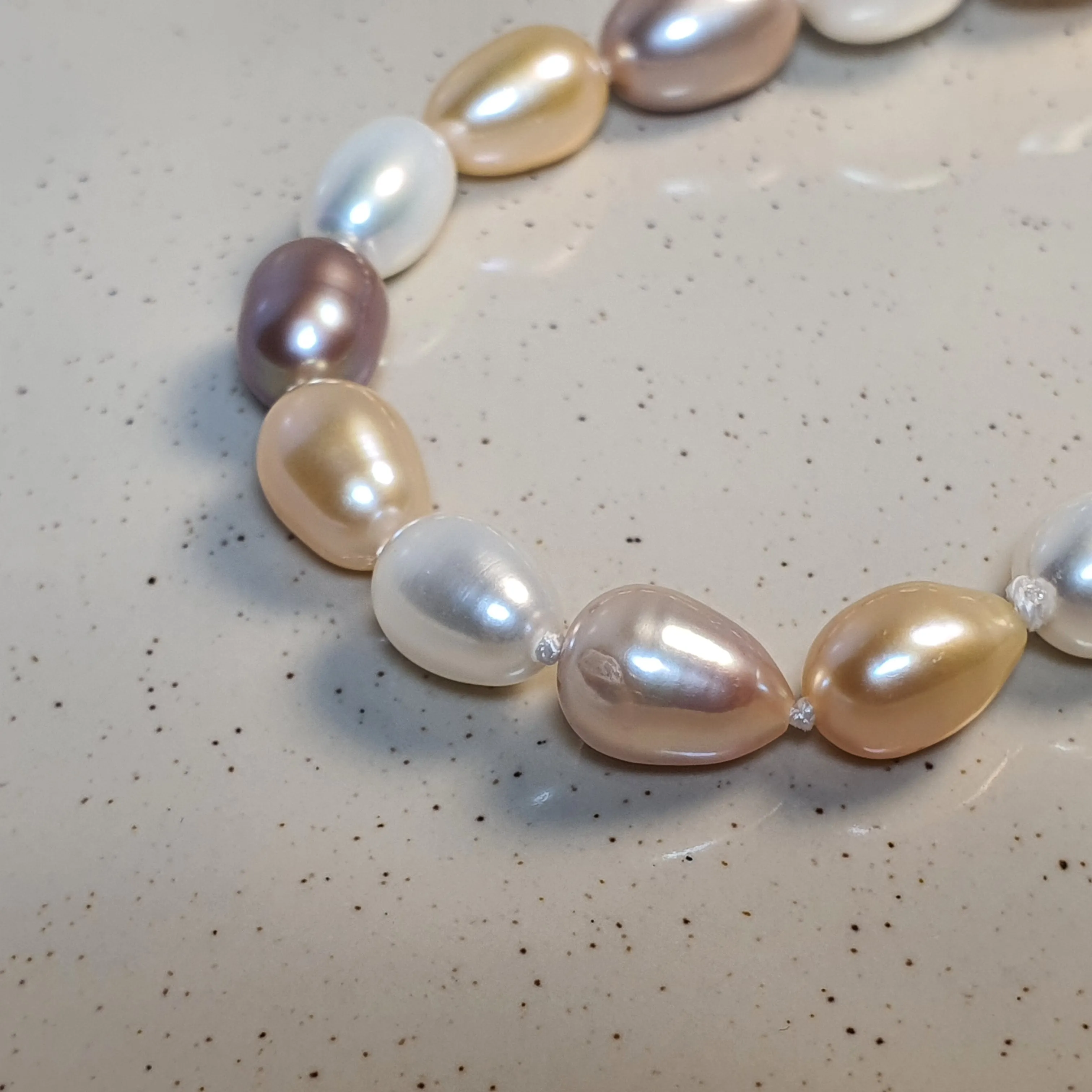 Multi-coloured Freshwater Drop Pearl Bracelet, Sterling Silver