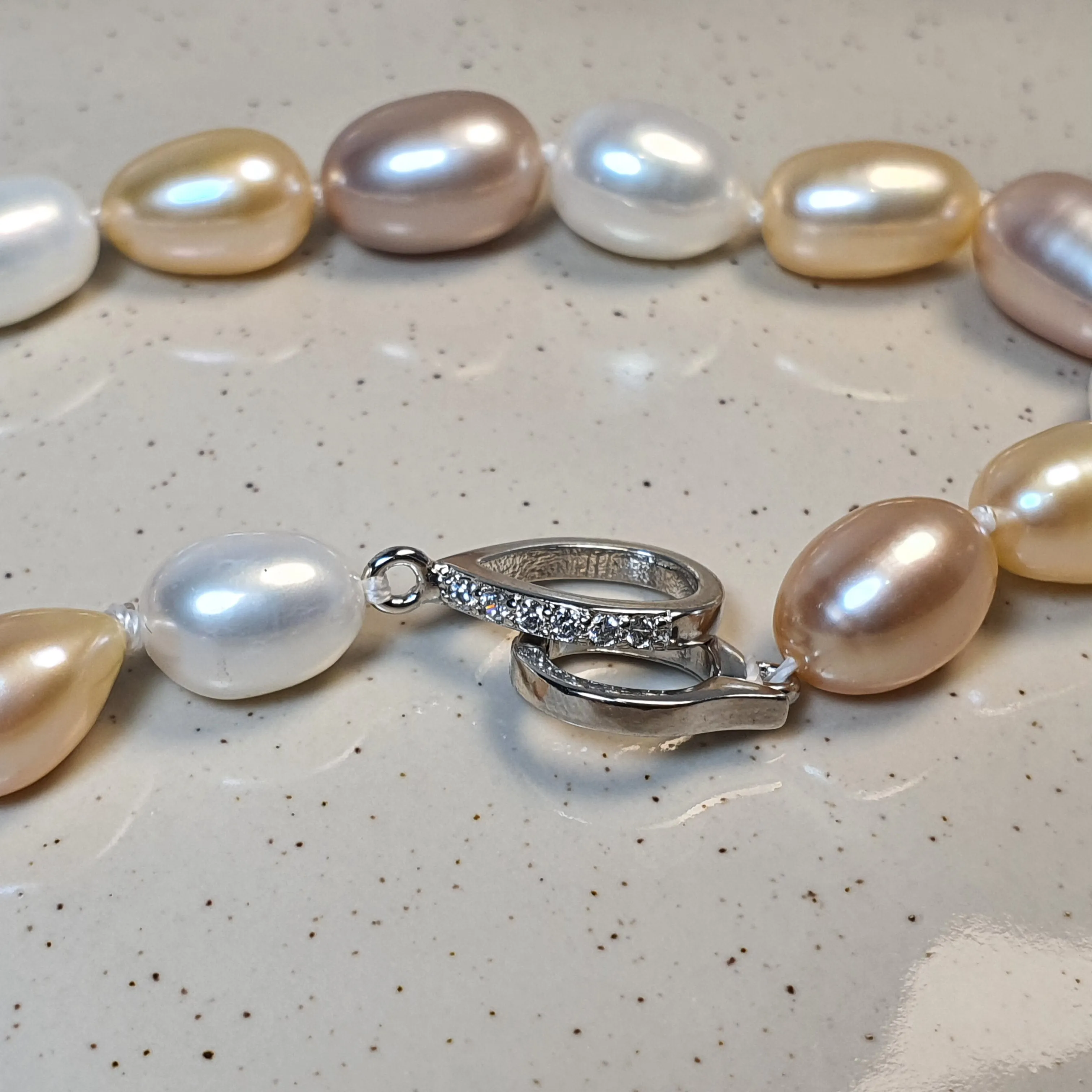Multi-coloured Freshwater Drop Pearl Bracelet, Sterling Silver