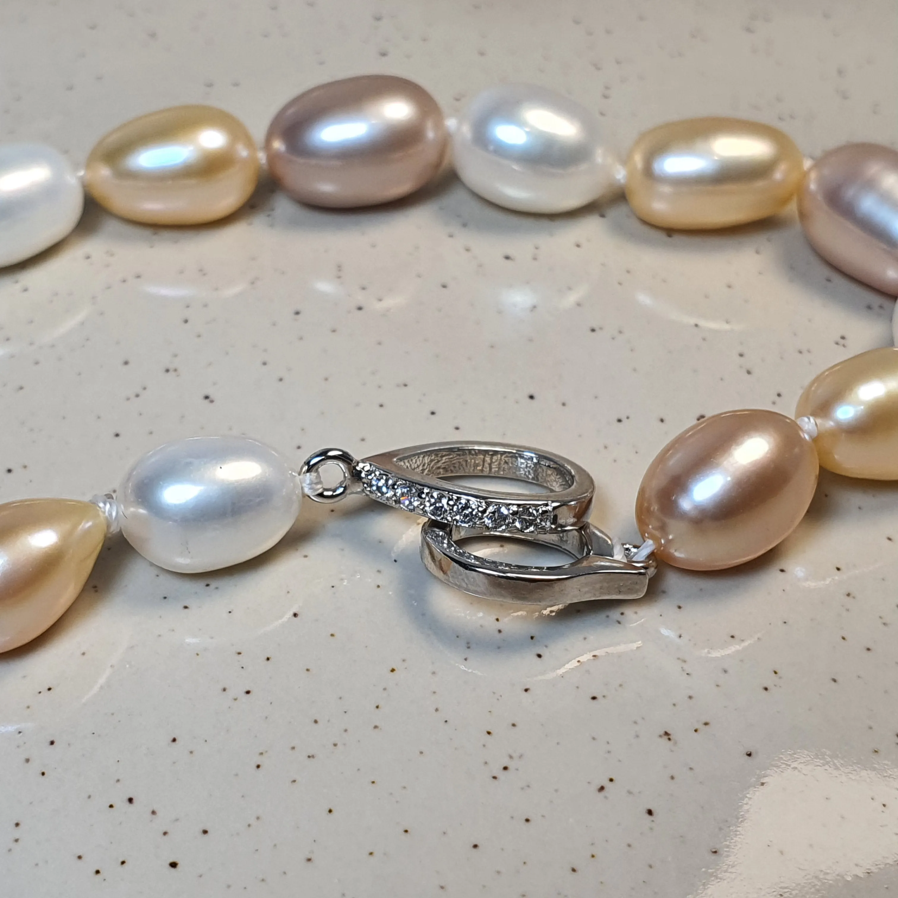 Multi-coloured Freshwater Drop Pearl Bracelet, Sterling Silver