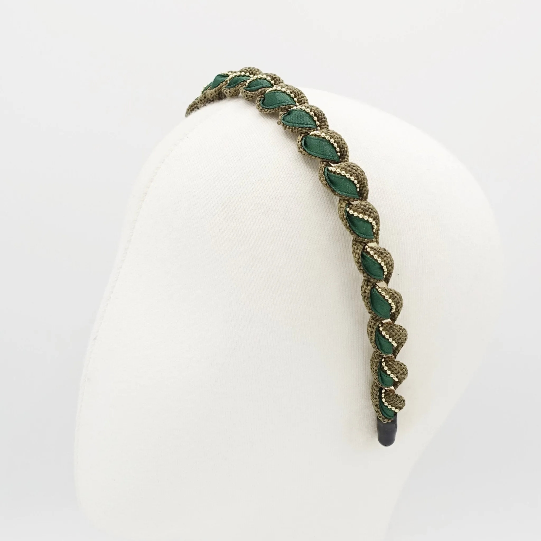 multi fabric  spiral wrap headband golden chain embellished hairband women hair accessory