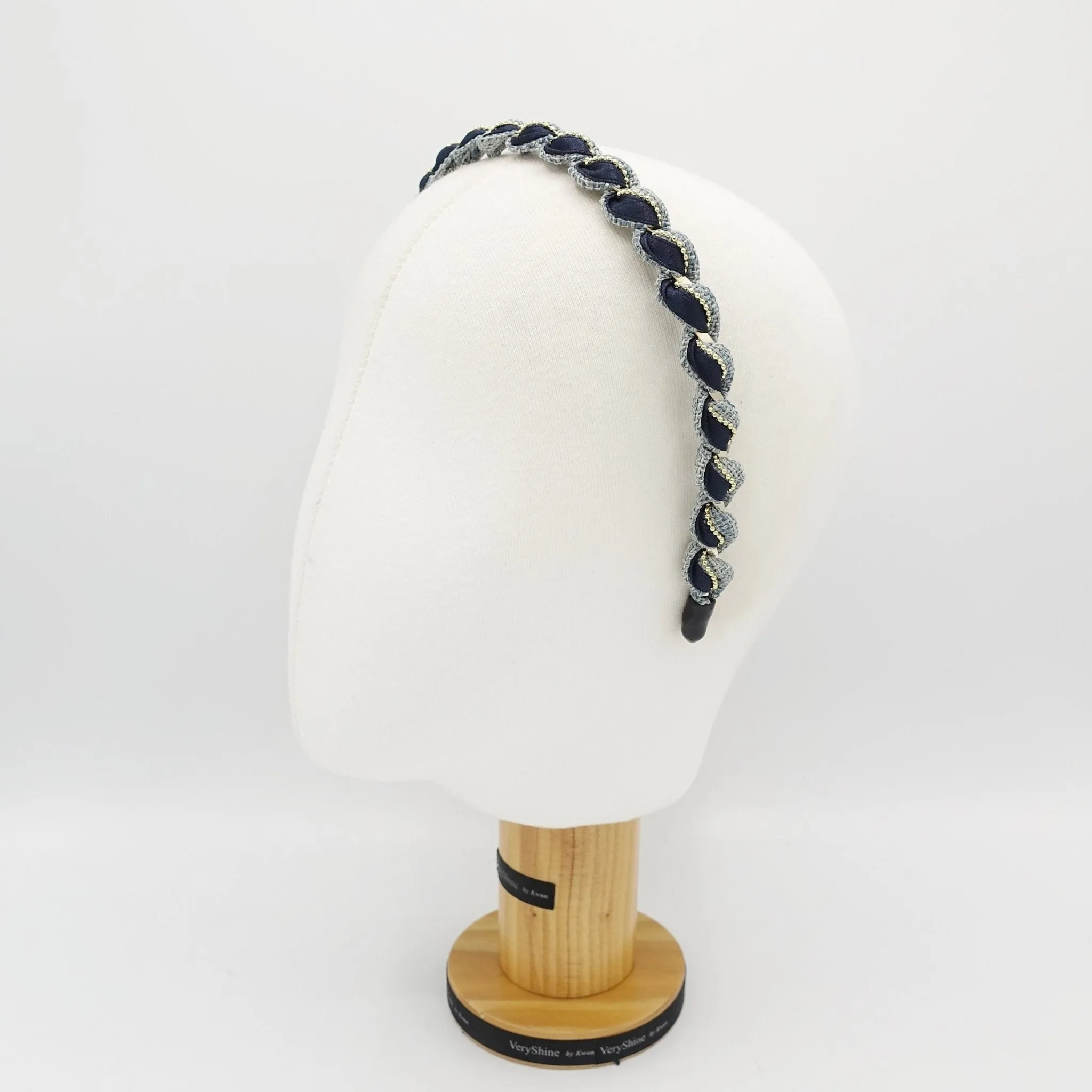 multi fabric  spiral wrap headband golden chain embellished hairband women hair accessory