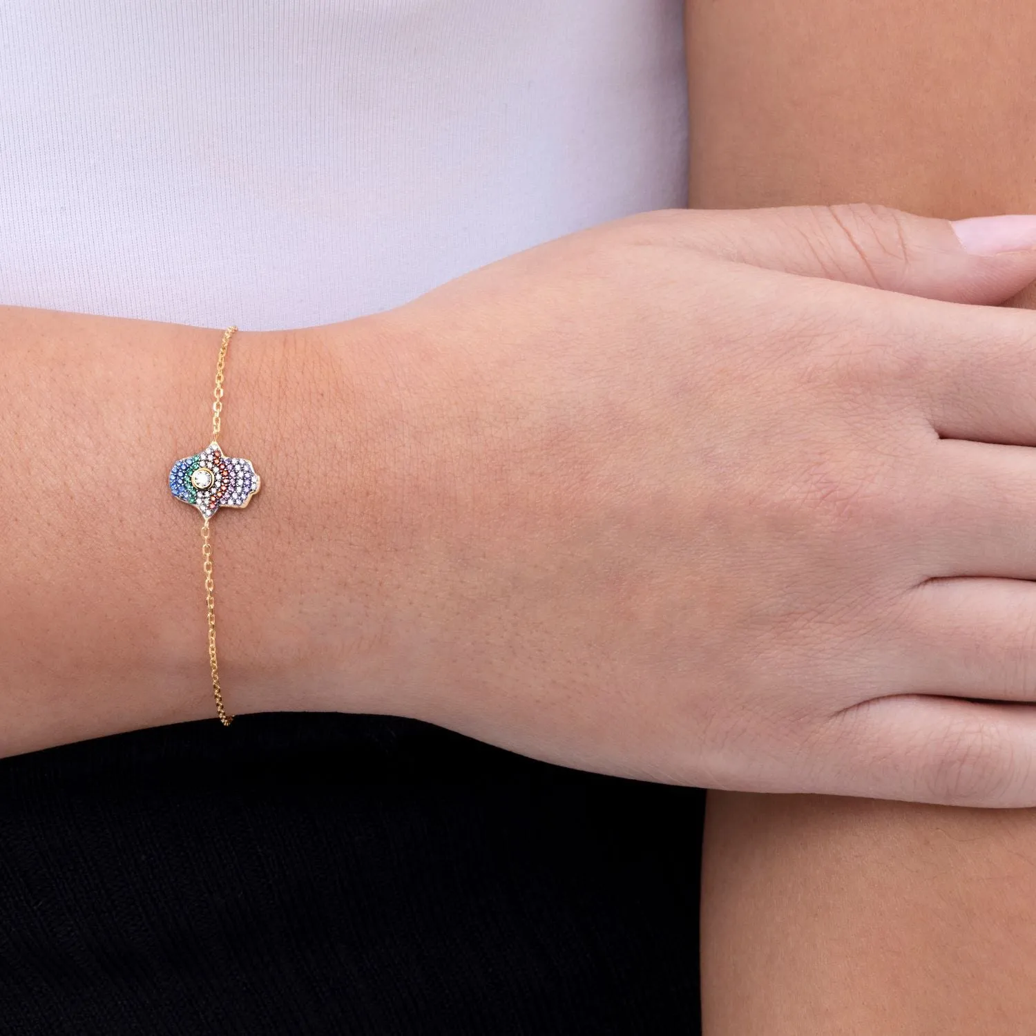 Multi Sapphire Hamsa Bracelet