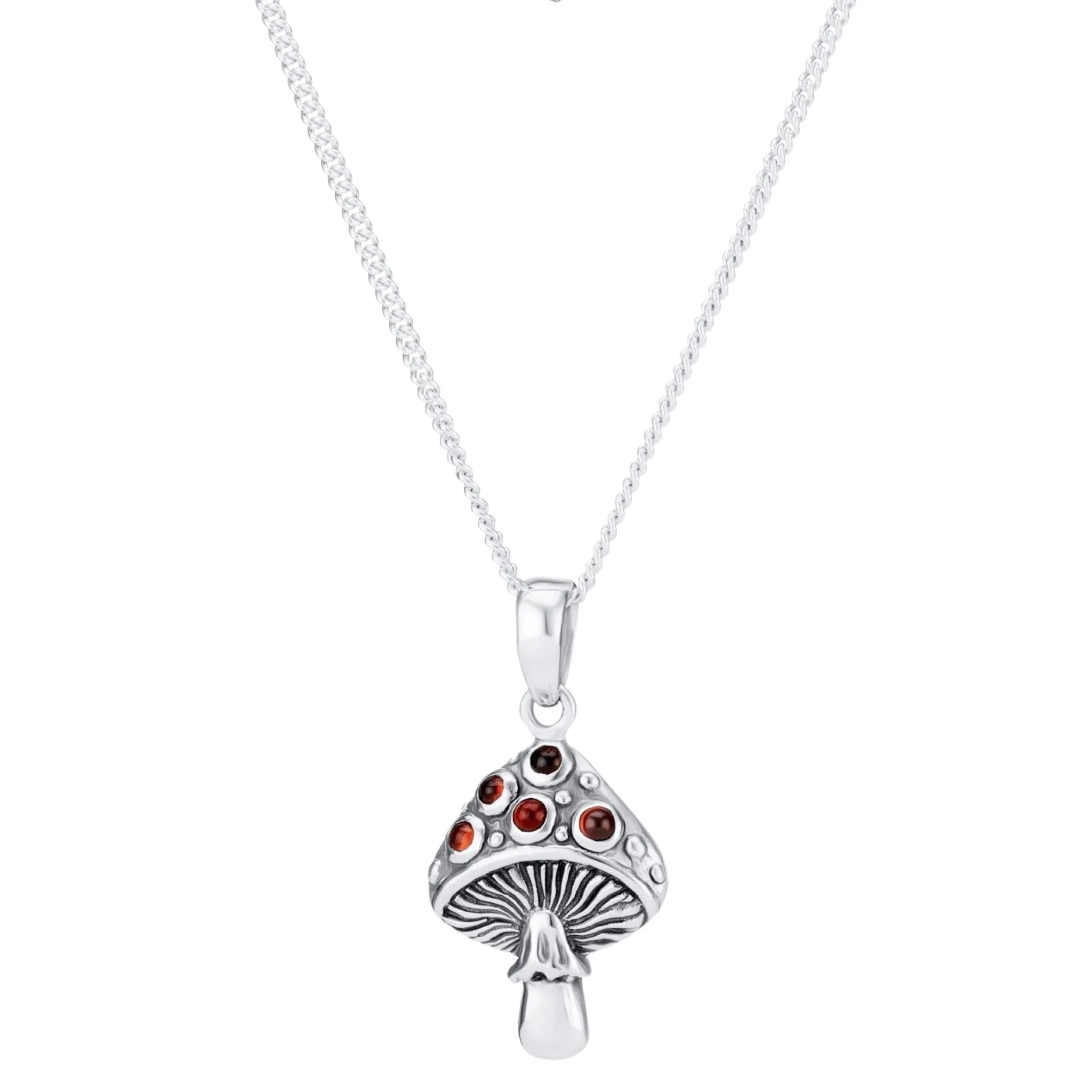 MYSTIC MUSHROOM - Sterling Silver  & Garnet Necklace