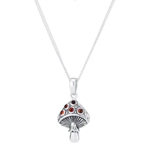 MYSTIC MUSHROOM - Sterling Silver  & Garnet Necklace