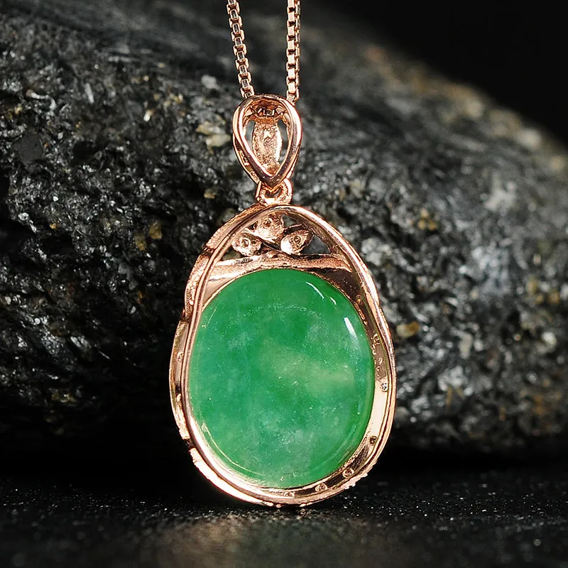 Natural Jade Pendant Jadeite Gold Pendant PT71