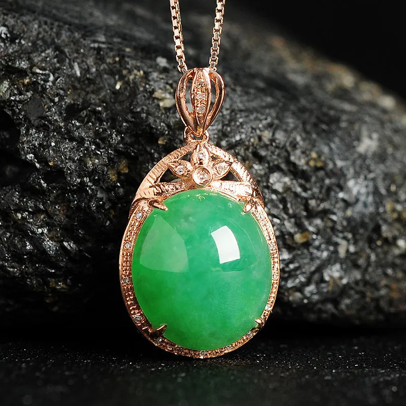 Natural Jade Pendant Jadeite Gold Pendant PT71