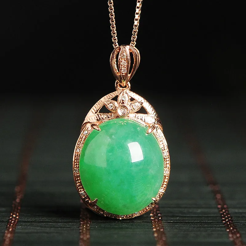 Natural Jade Pendant Jadeite Gold Pendant PT71