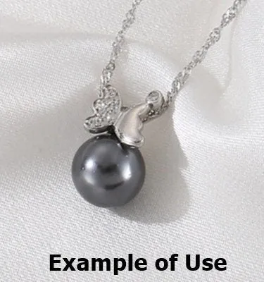 Necklace Pendant Blank Setting Butterfly Charm 10x17mm Sterling Silver Fine 925 For One Pearl Prong DIY Jewelry Finding Wholesale 1pc