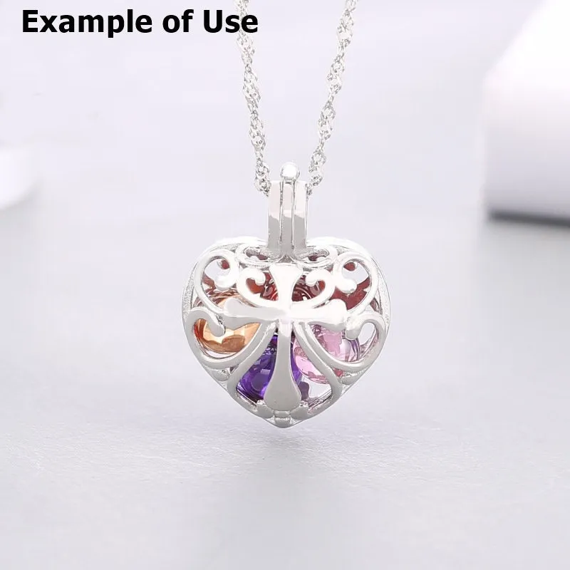 Necklace Pendant Blank Setting Heart Charm 18x24mm Sterling Silver Fine 925 For Several Beads No Prong DIY Jewelry Finding Wholesale 1pc