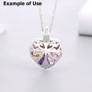 Necklace Pendant Blank Setting Heart Charm 18x24mm Sterling Silver Fine 925 For Several Beads No Prong DIY Jewelry Finding Wholesale 1pc