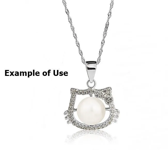 Necklace Pendant Setting Blank 7.5mm 1pc 1.4g 925 Sterling Silver Cat Shape Base for 1 Pearl Bead CZ Semi Mount Wholesale Available