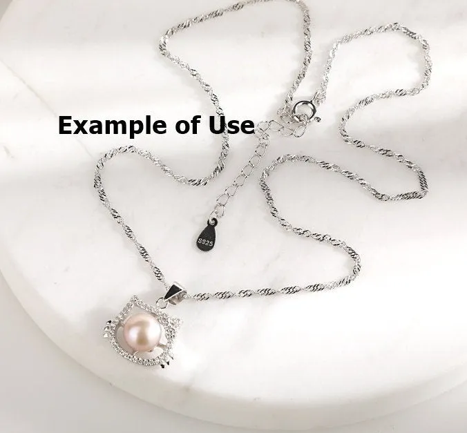 Necklace Pendant Setting Blank 7.5mm 1pc 1.4g 925 Sterling Silver Cat Shape Base for 1 Pearl Bead CZ Semi Mount Wholesale Available