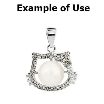 Necklace Pendant Setting Blank 7.5mm 1pc 1.4g 925 Sterling Silver Cat Shape Base for 1 Pearl Bead CZ Semi Mount Wholesale Available