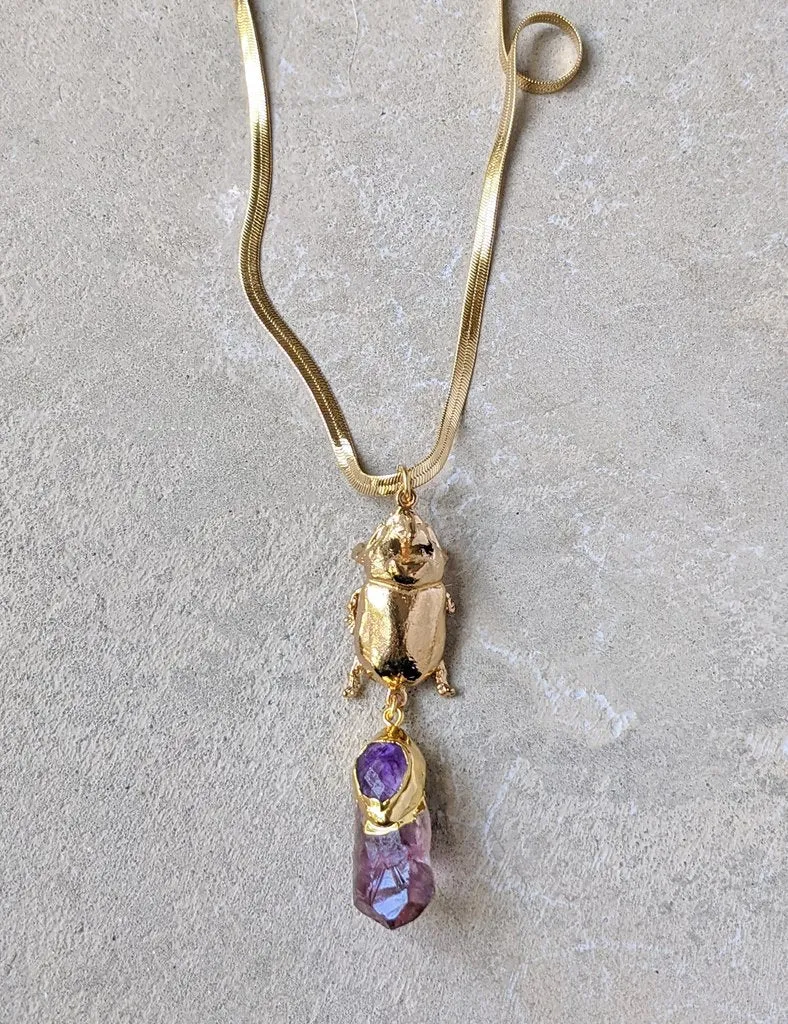 Nuance Beetle Amethyst Necklace