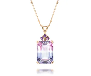 Ombre Pink Topaz Amethyst Rose Gold Necklace