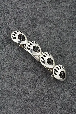 Onyx & Sterling Silver Hair Barrette - Virginia Long