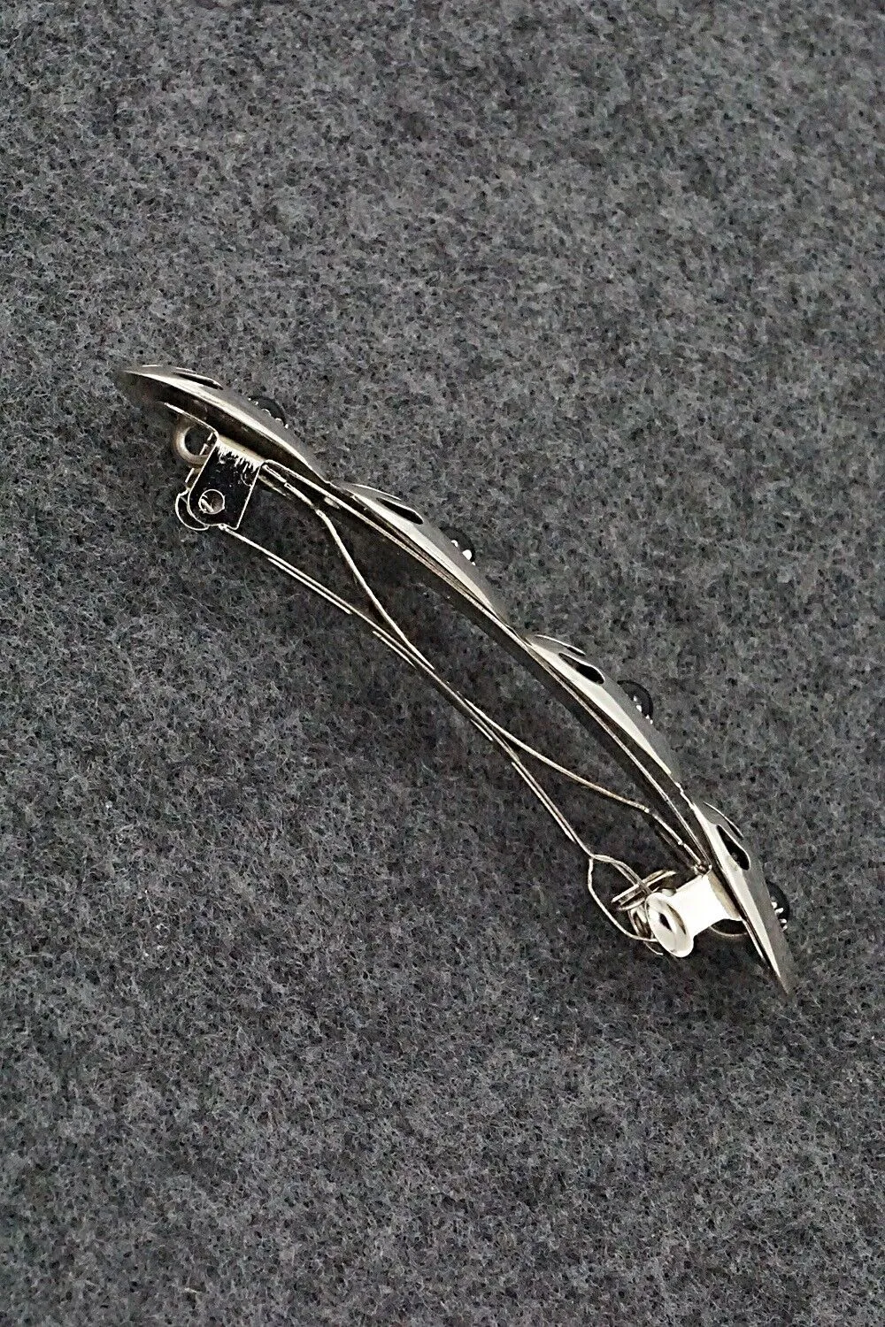 Onyx & Sterling Silver Hair Barrette - Virginia Long
