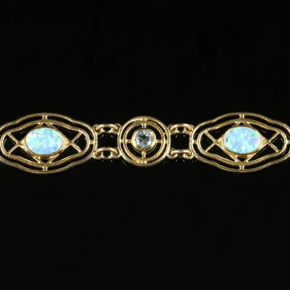 Opal Blue Topaz Bracelet 9Ct Yellow Gold