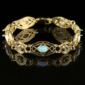 Opal Blue Topaz Bracelet 9Ct Yellow Gold