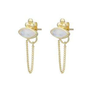 Ophelia Eye Gold Rainbow Moonstone Earrings
