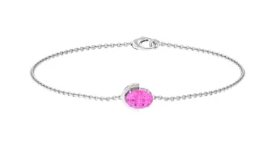 Oval Shape Solitaire Pink Sapphire East West Bracelet