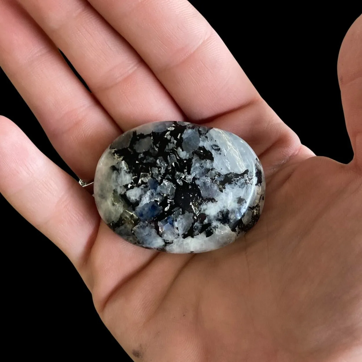 Oval Shaped Rainbow Moonstone Palm Stone Worry Stone