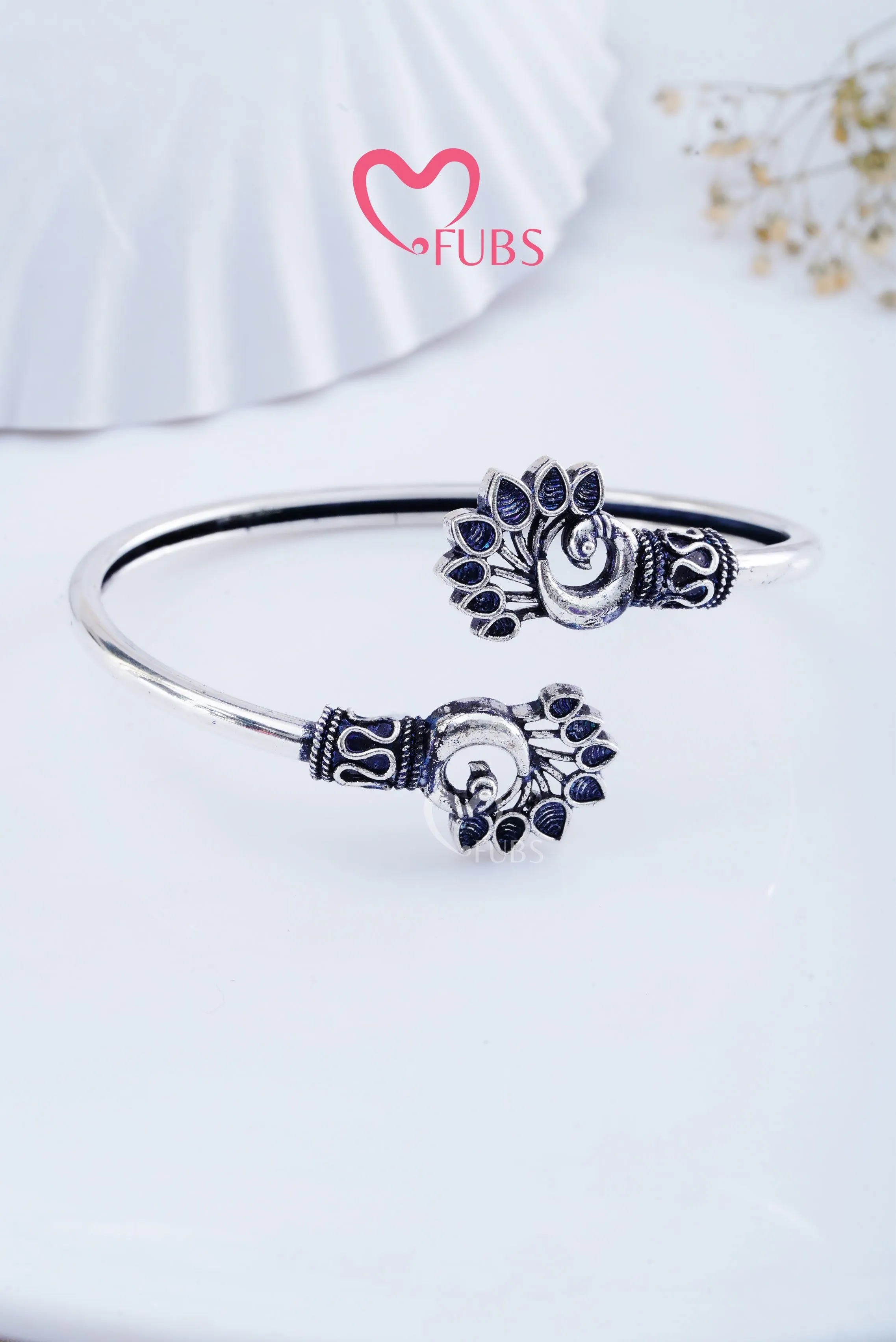 Oxidized Peacock Cuff Bracelet