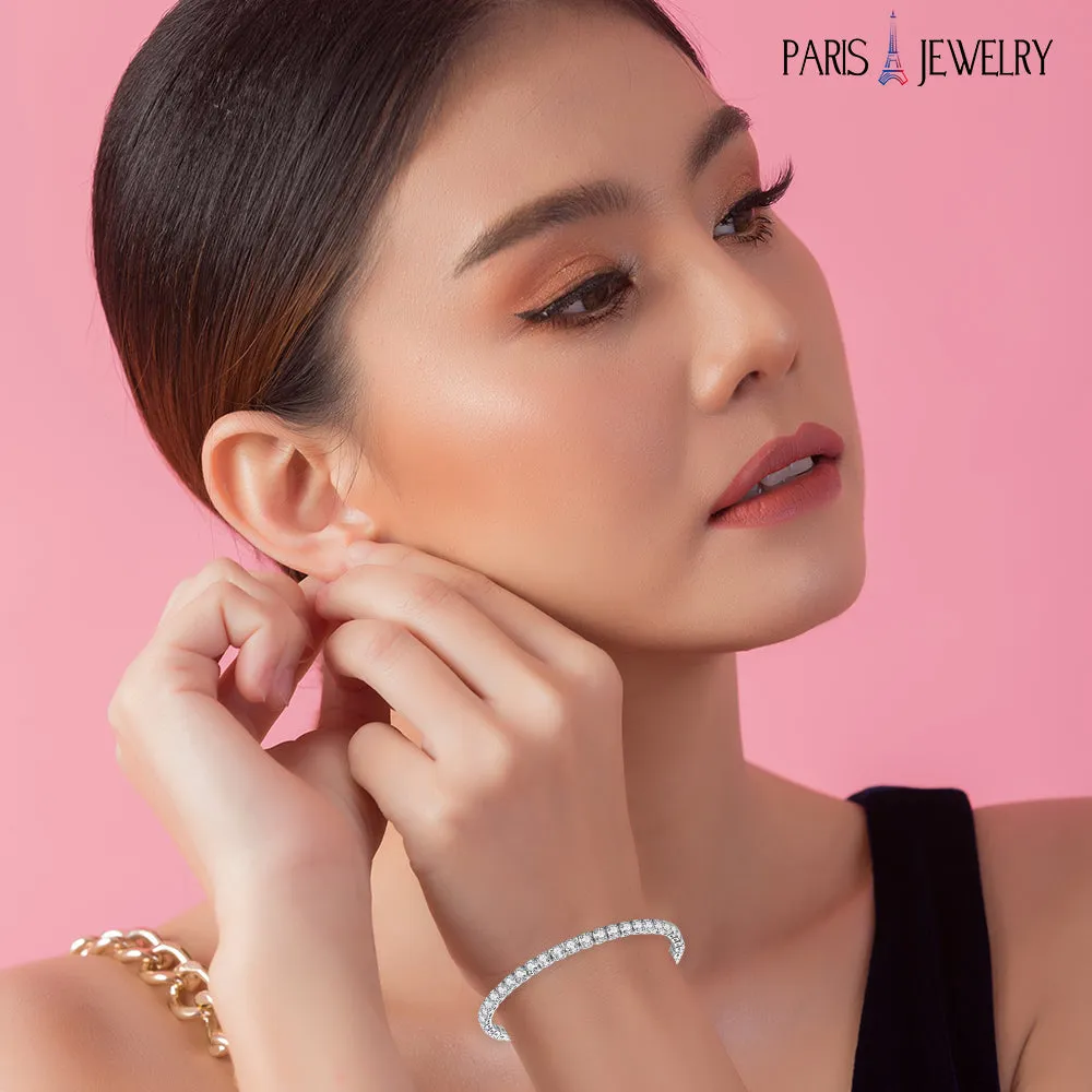Paris Jewelry 14K White Gold 4 Carat Created White Sapphire Tennis Bracelet Plated
